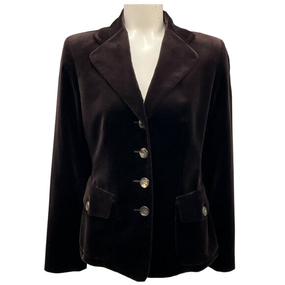 Celine Vintage Brown Classic Velvet Blazer - Picture 1 of 5